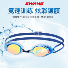 SWANS诗韵 XRXM 日本进口 炫彩镀膜 高清防雾防水竞速训练游泳镜