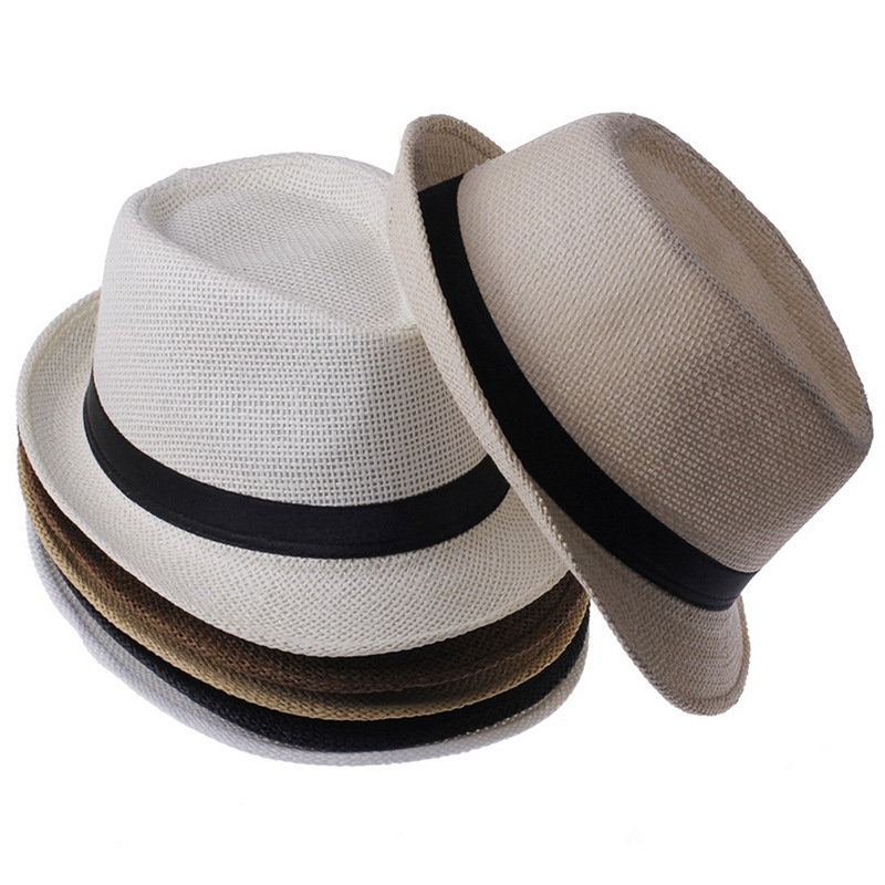 Parent-Child Summer Sun Protection Hat Men's Straw Children's Top Hat Fedora Hat Summer Sun Protection Straw Hat Outdoor Men's British