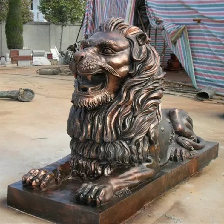 铸铜欧式爬狮 汇丰狮企业标志摆放铜雕狮子一对狮子 汇丰狮雕塑