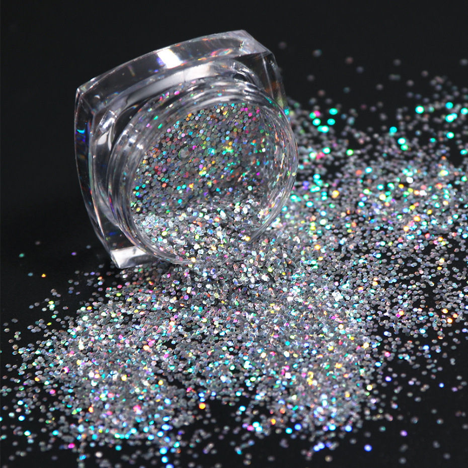 跨境热款美甲亮片 复古银色镭射圆片四角星指甲亮片网红热款闪粉