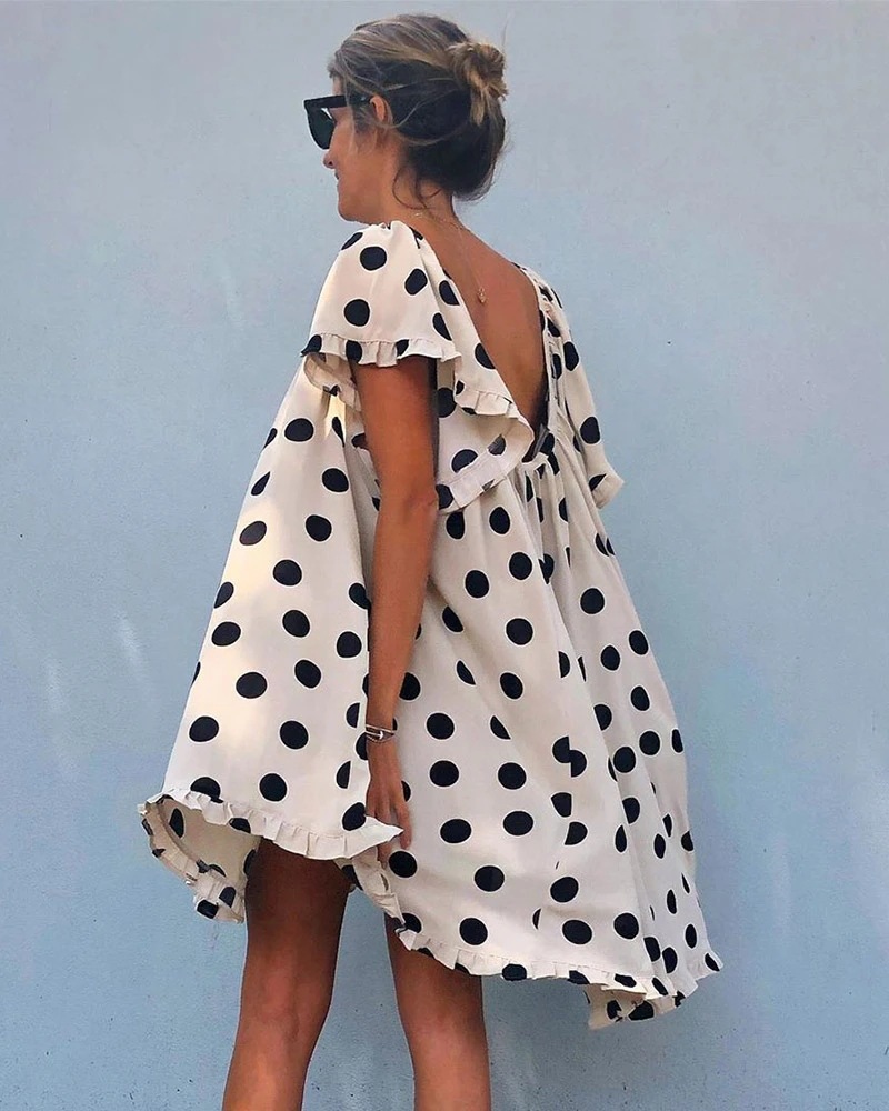 2020夏季欧美新款女装装跨境外贸爆款女士波点连衣裙