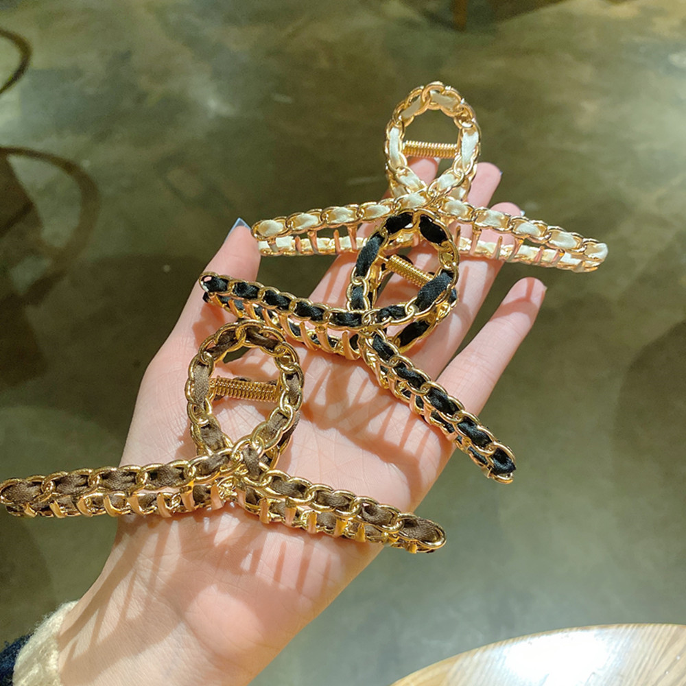 ins小香风金属鲨鱼夹韩版盘发大号发抓气质简约发夹网红抓夹发饰