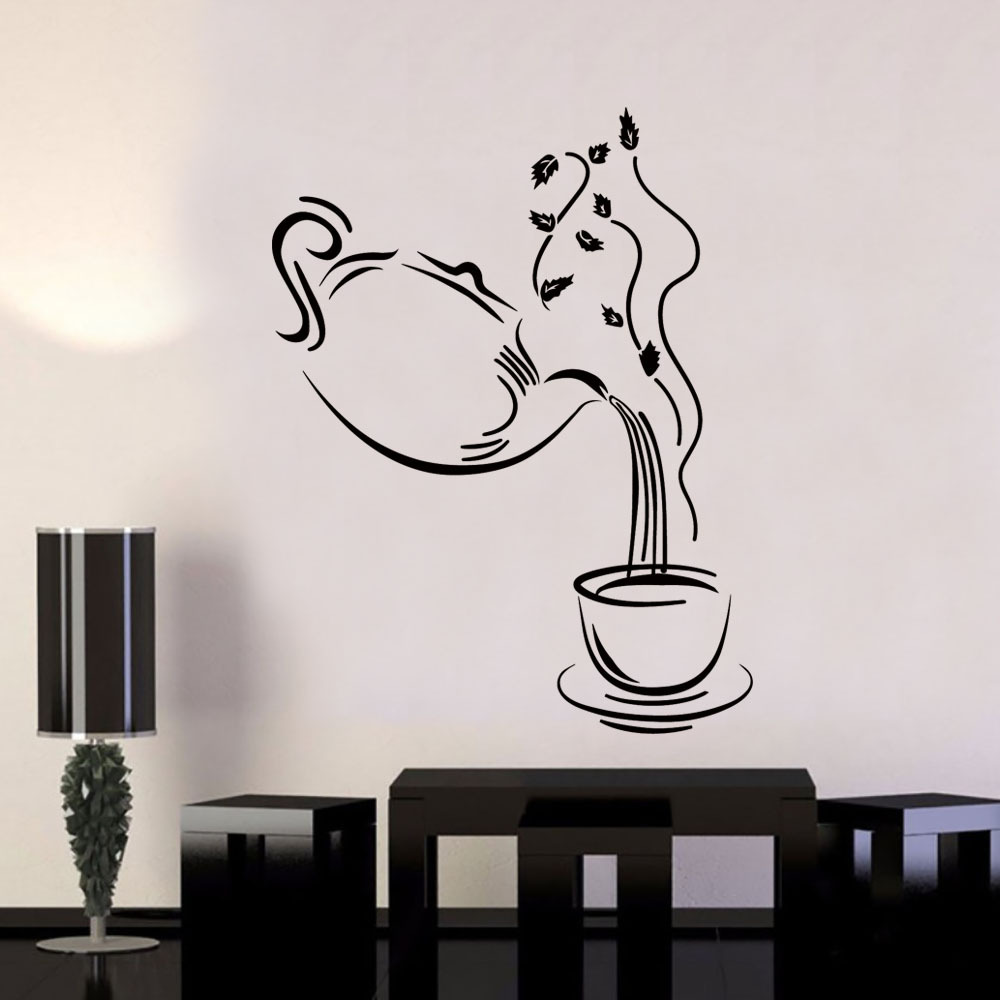 dx104 茶道茶文化背景墙贴厨房茶壶茶叶店玻璃门客厅沙发背景墙贴