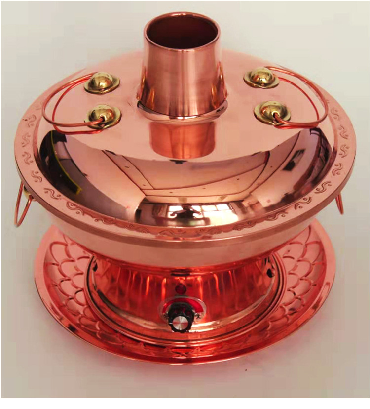 老北京铜火锅电碳两用紫铜火锅老式铜锅紫铜电火锅锅插电铜火锅