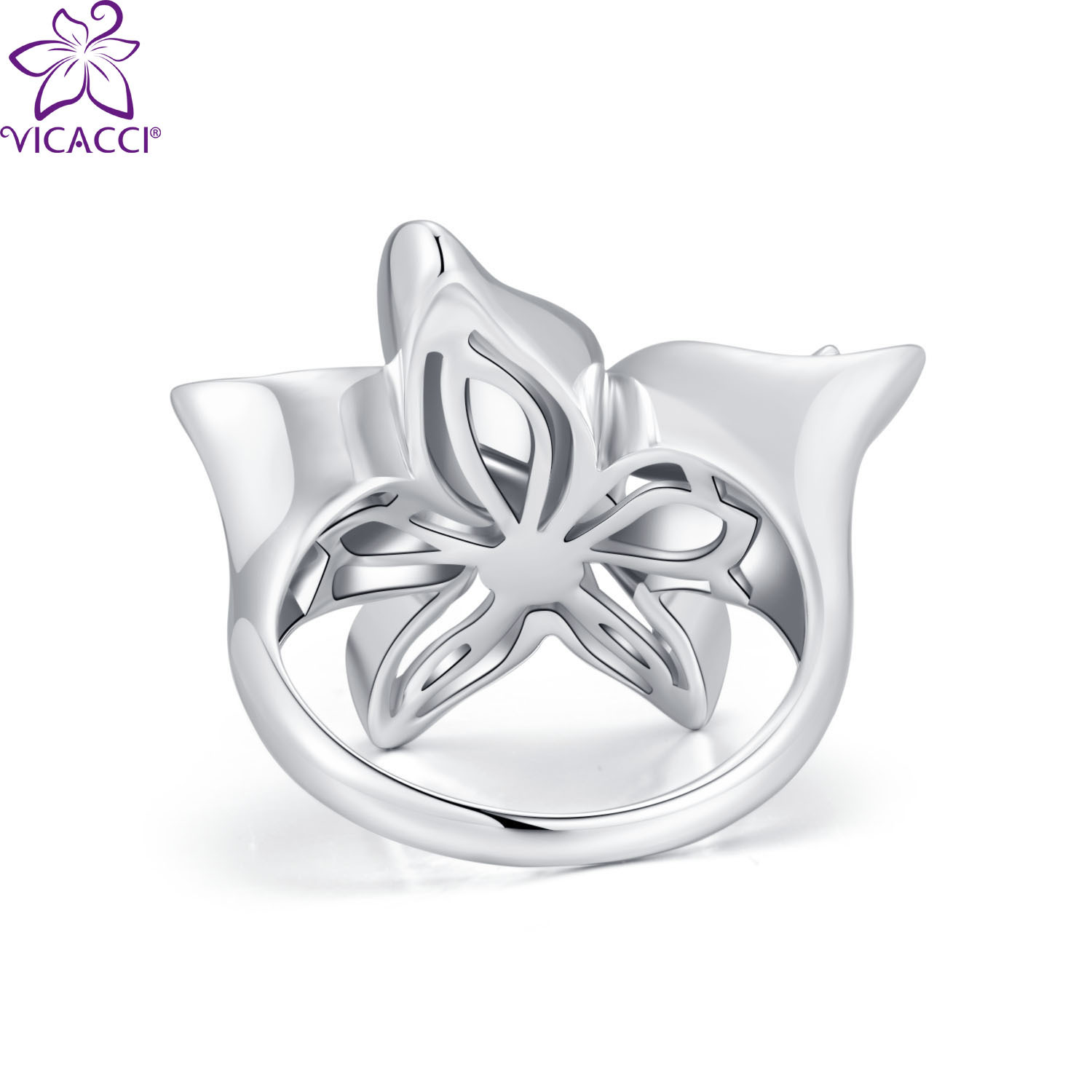 维卡琦925银紫荆花气质女神优雅戒指 采用施华洛世奇水晶元素