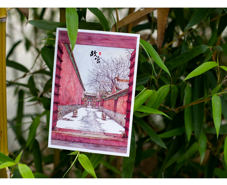 手绘故宫风景明信片卡片旅行文创特色创意纪念品礼品太和殿乾清宫