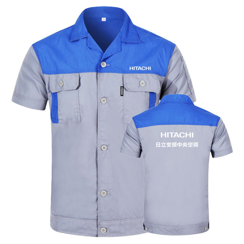 现货印字日立工作服夏空调安装售后维修电梯短袖工装上衣定制logo