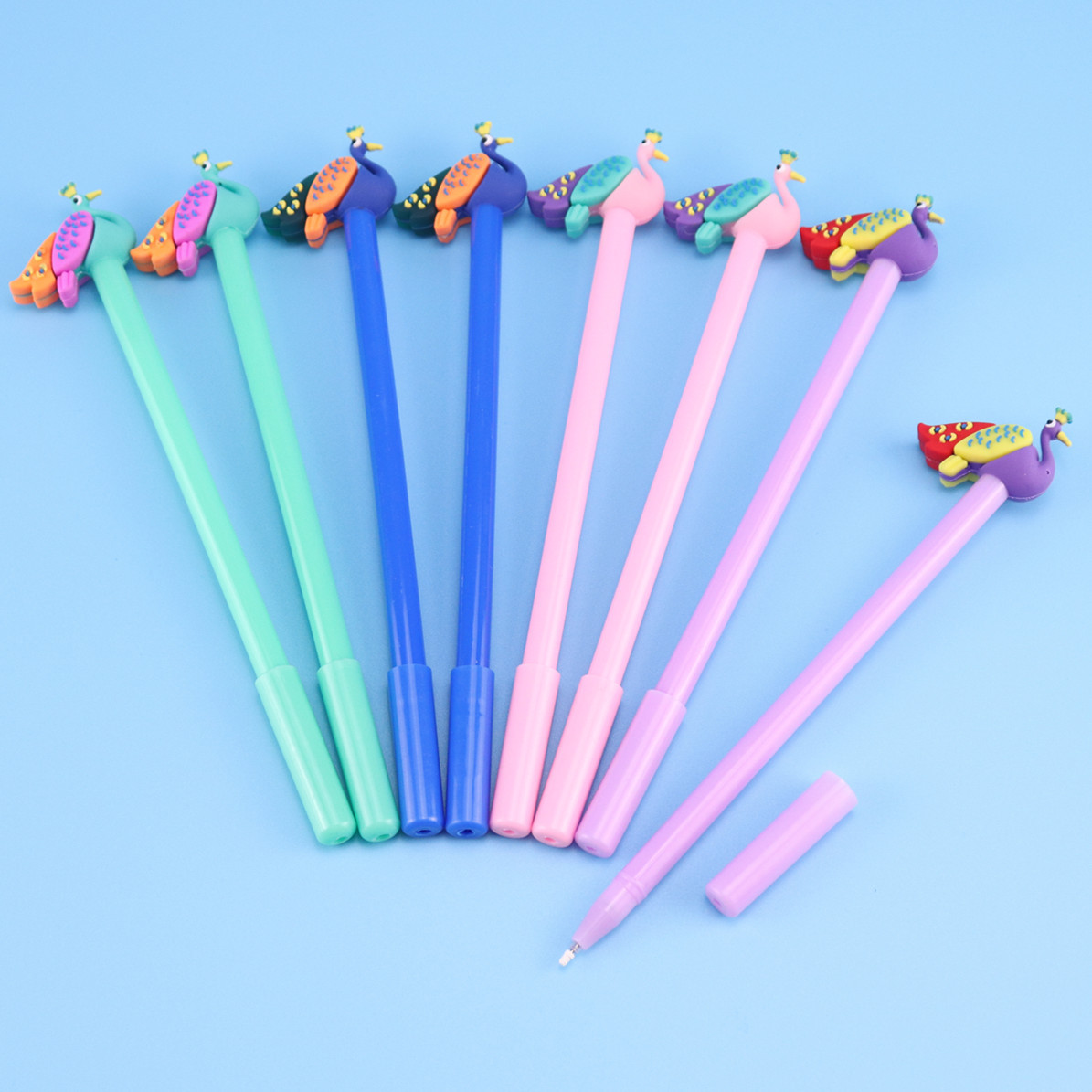 创意卡通孔雀水性笔黑色办公文具学习用品考试书写可爱学生中性笔