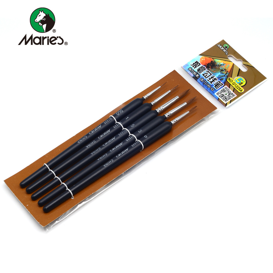 美术画材 马利勾线笔 1225套装 g1220狼毫勾线笔000-7#绘画描边
