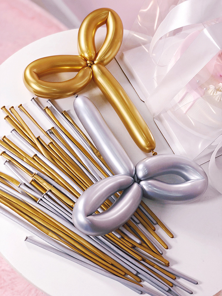 8克加厚金属长条气球 创意编制铬色金属260魔术长条乳胶气球