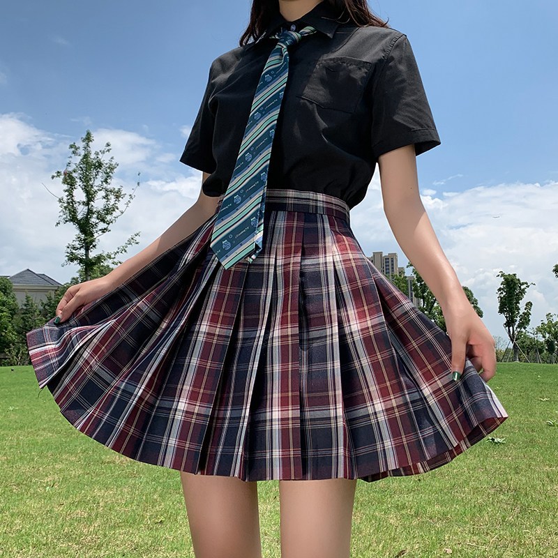 线性代数jk制服裙套装夏季正版现货日系少女甜美学院风格子百褶裙
