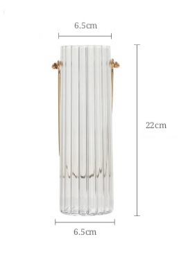 Nordic Simple Metal Portable Vertical Grain Glass Small Vase Light Luxury Texture Home Decoration