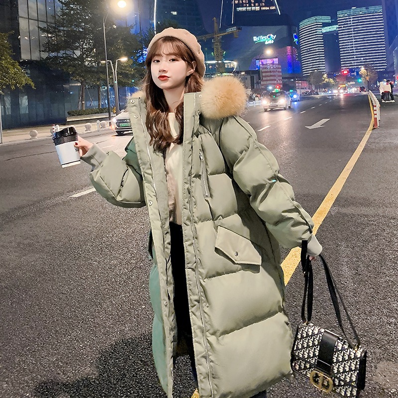 2023 New down Cotton Jacket Women's Mid-Length Dongdaemun Cotton-Padded Coat Winter Bread Coat Cotton-Padded Jacket Large Size Coat Fashion