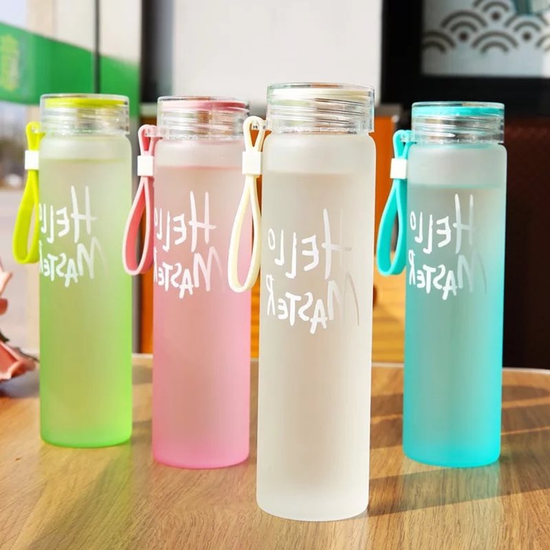 Colored Cup Plastic Cup Male and Female Students Korean Style Minimalist Water Cup Text Portable Cup Frosted Creative Advertising Tea Cup