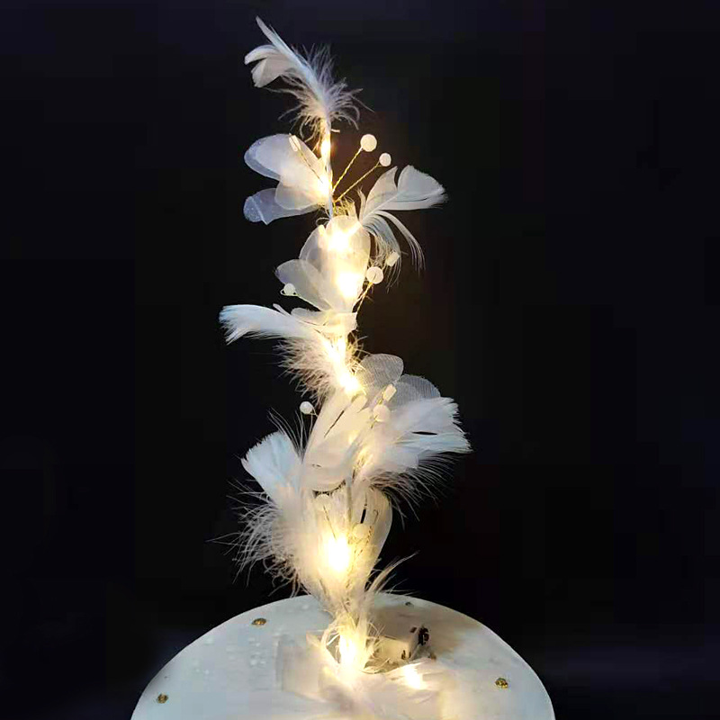 唯美网红羽毛diy带钻天使翅膀插件插牌烘焙甜品装饰水晶百变羽毛