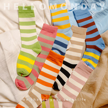 50192HELLOMONDAY彩色条纹宝宝长袜子潮长筒男童女童运动风堆堆袜