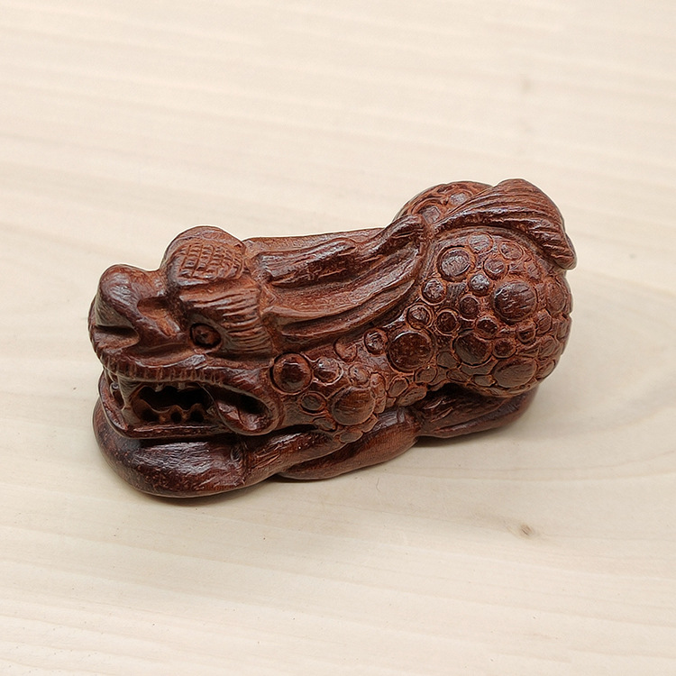 血檀木制工艺品貔貅摆件 汽车钥匙扣挂件 手工编织配饰