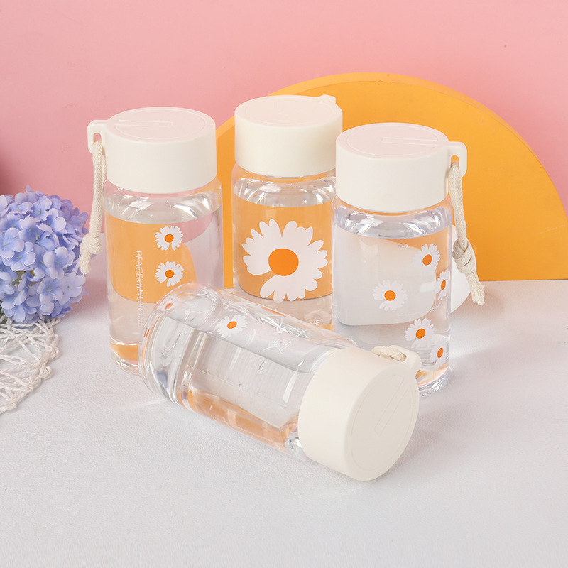 网红小雏菊塑料杯磨砂简约韩国便携创意个性潮流森系ins学生杯子