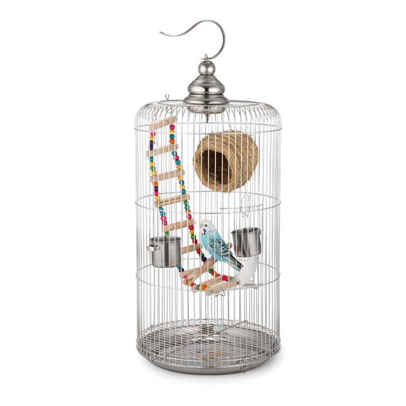 不锈钢鸟笼鹦鹉加高圆鸟笼鸟用品用具群鸟笼八哥牡丹玄凤繁殖笼