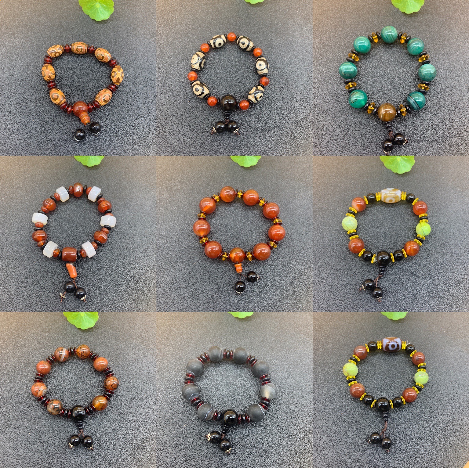 西藏老天珠玛瑙手串混搭古风天珠西藏三眼天珠手链红黑玛瑙手串