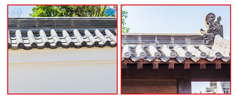中式屋面配套猫头古建青瓦围墙勾头仿古青瓦滴水配套小青瓦勾头