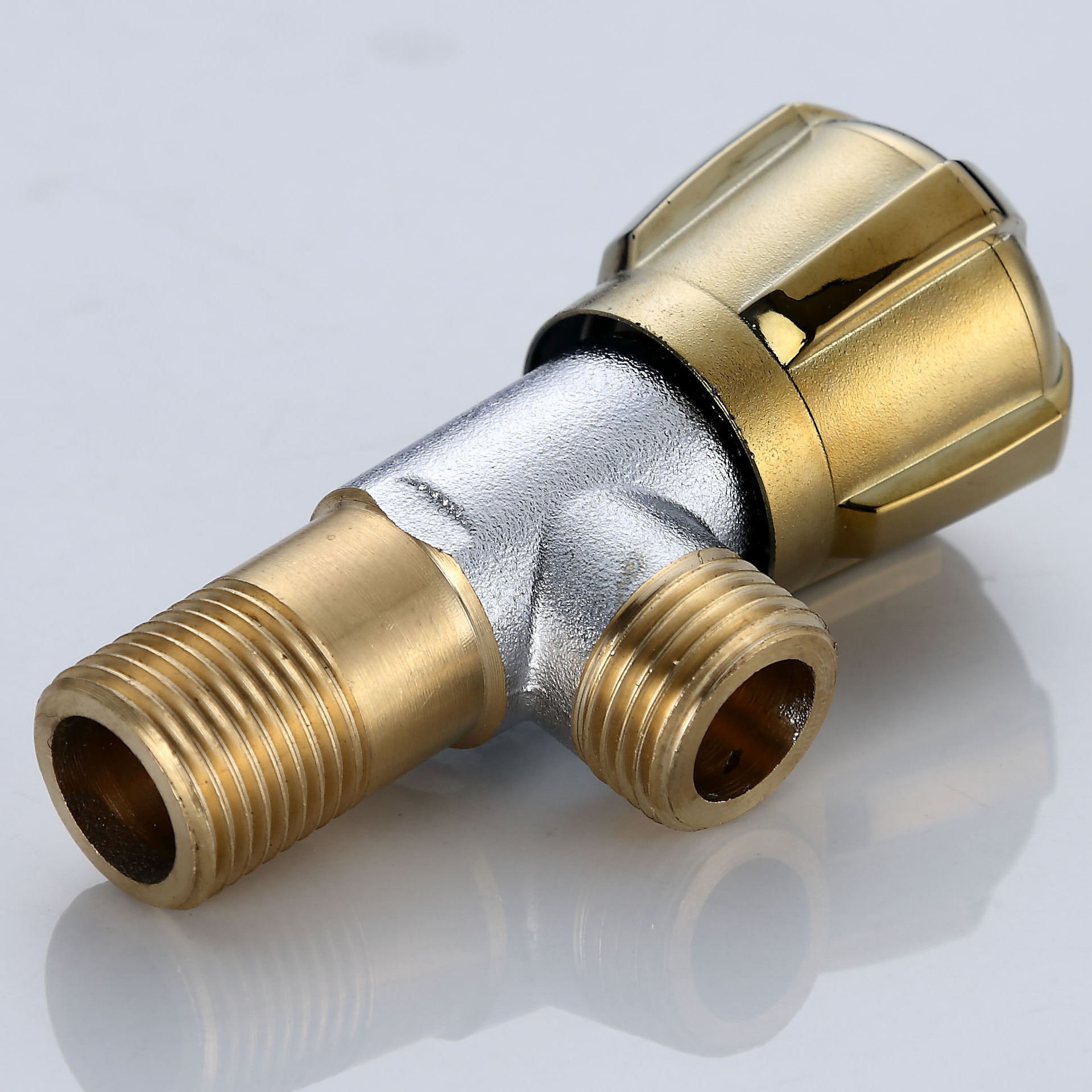 面盆水龙头止水阀 马桶进水角阀铜牙角阀 金色手轮冷热水三角阀