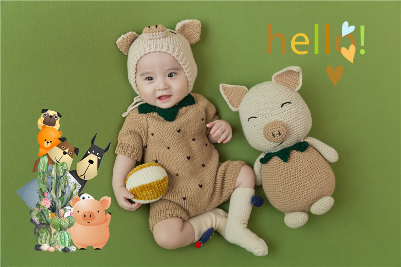 儿童影楼新生儿宝宝主题服装道具拍照摄影百天照百日创意主题婴儿