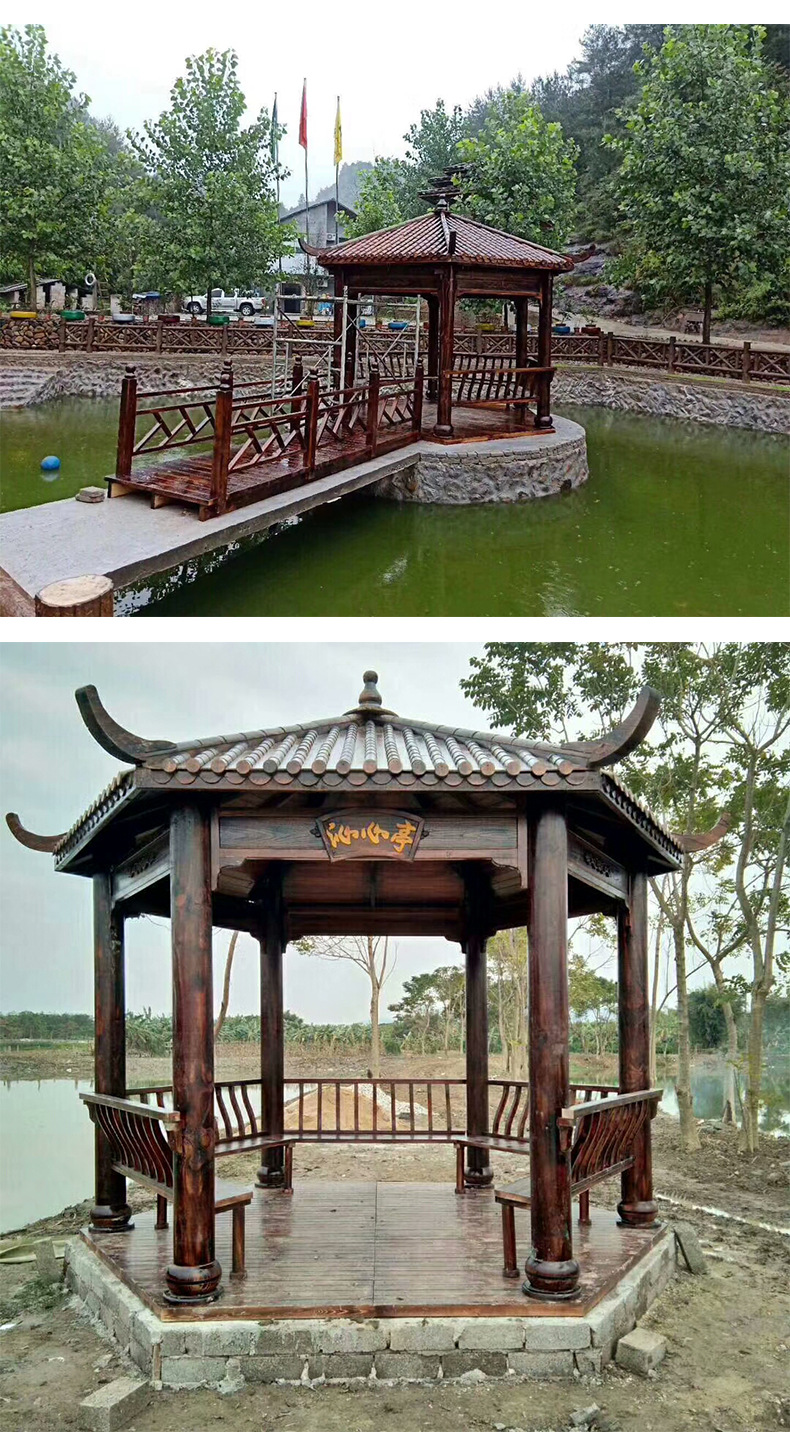 户外木质古建凉亭庭院别墅景观亭子仿古新中式六角凉亭厂家定制