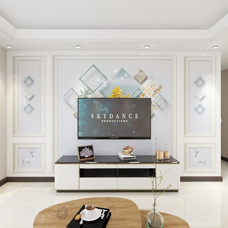 北欧电视背景墙壁纸3d客厅墙布纸大气8d现代简约立体墙纸边框一体