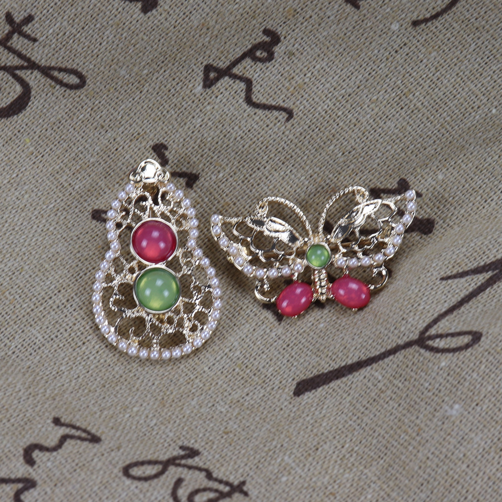 定制中国风汉服配饰复古镂空雕花珍珠葫芦蝴蝶胸针胸花厂家直销