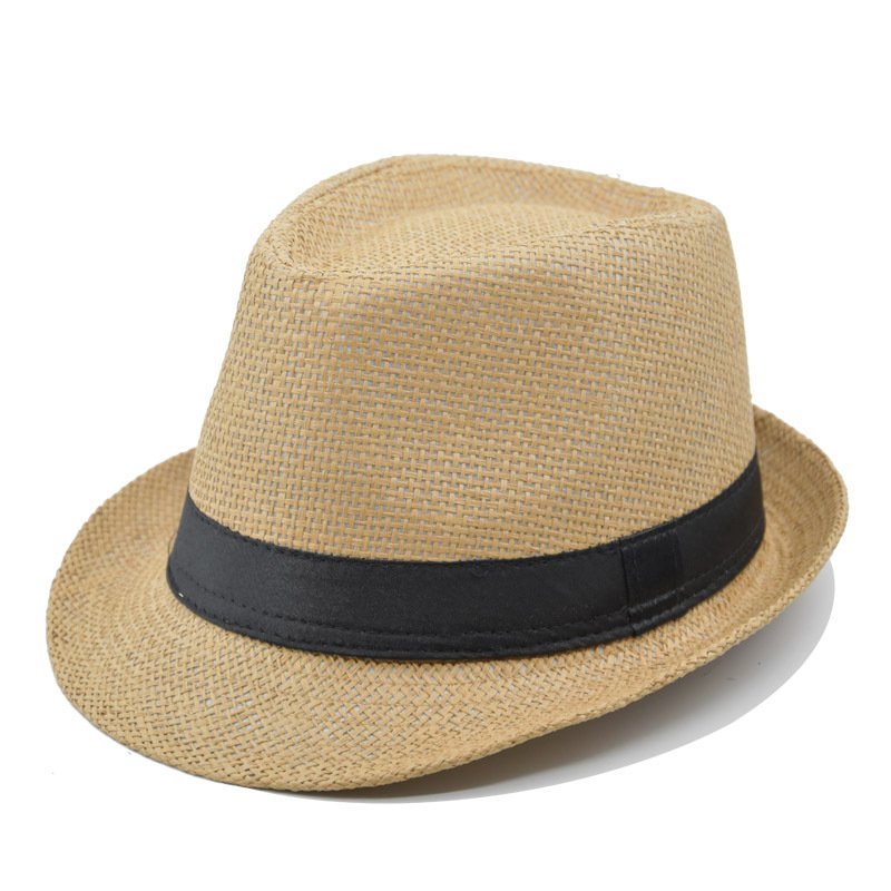 批发时尚复古镂空卷边绅士草帽卷边皮带爵士帽女户外沙滩遮阳礼帽