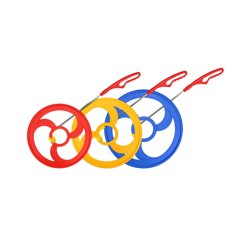 儿童玩具滚铁环幼儿园彩色铁环滚铁圈伸缩杆户外运动亲子怀旧玩具