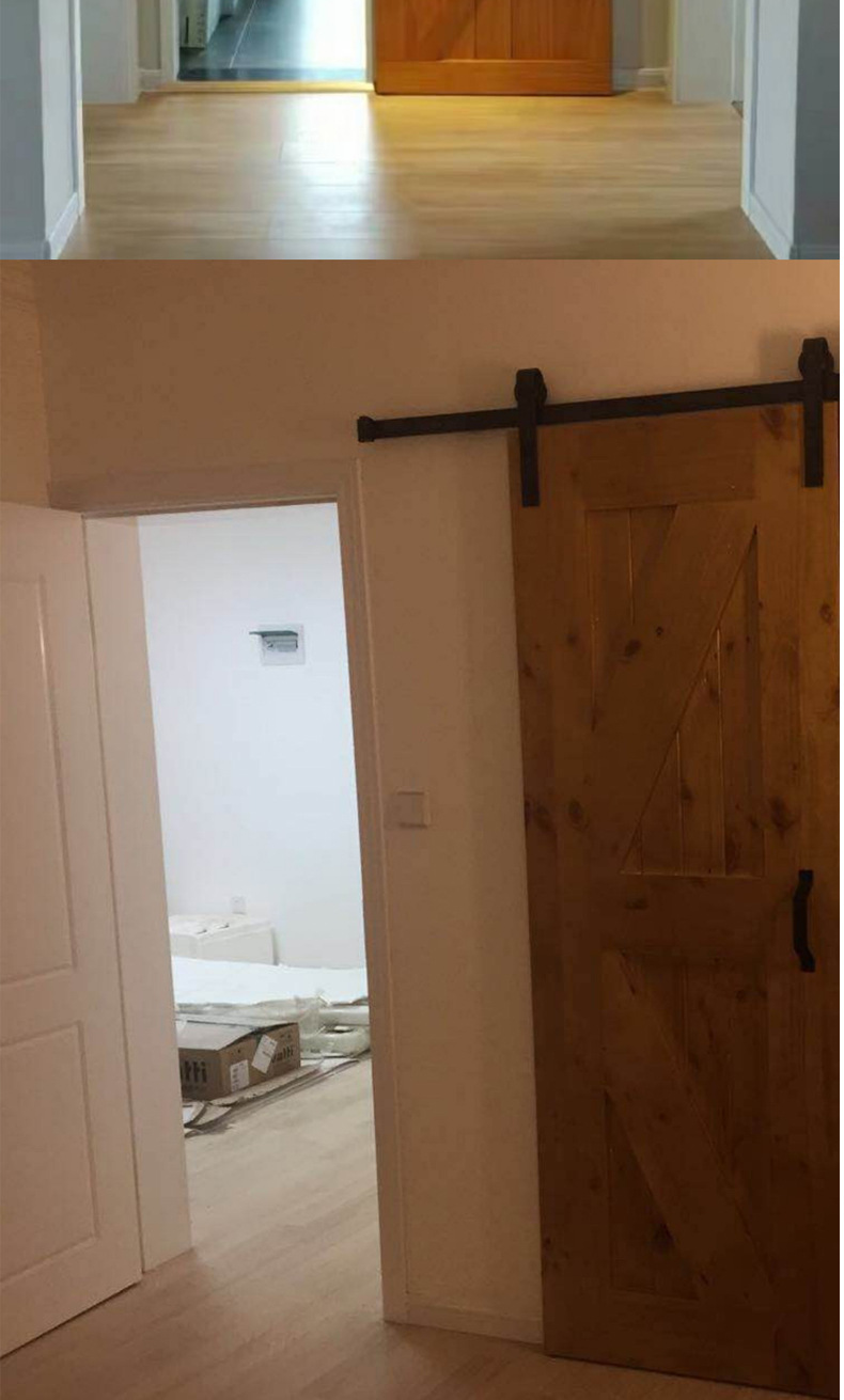 美式特色实木谷仓门现代家居餐厅手动平移门民宿卫生间推拉门定制