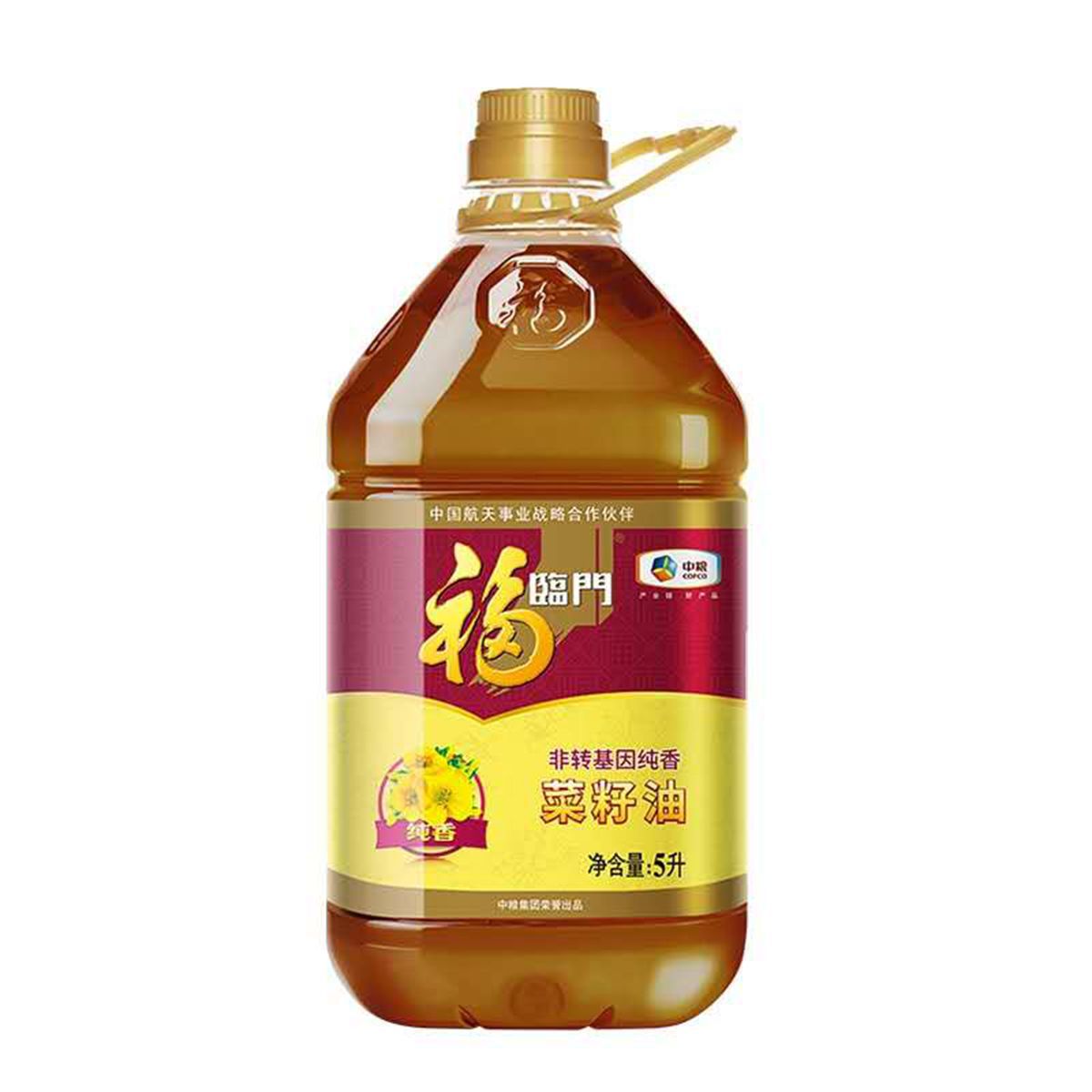 中粮福临门非转基因香菜籽油5l装压榨三级菜籽油
