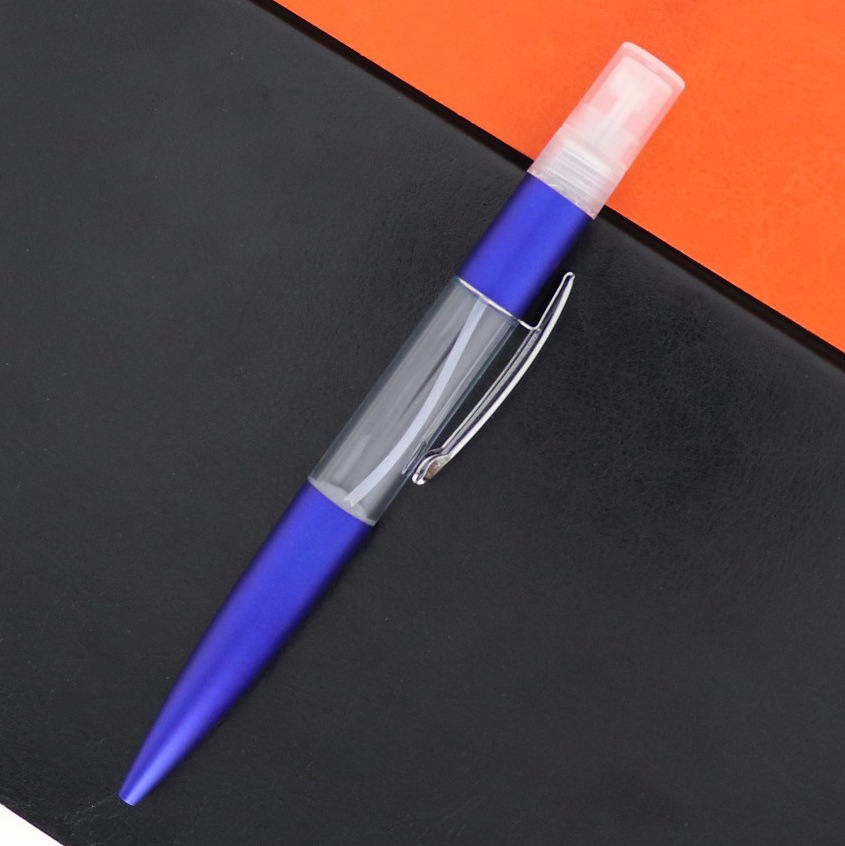 厂家批发 多功能5ml消毒液喷雾笔 按压香水酒精笔转动金属圆珠笔