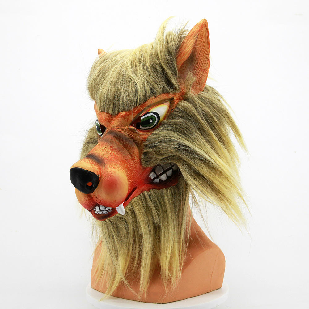 万圣节狼人乳胶面具全脸恐怖魔鬼化装舞会道具狼头头套