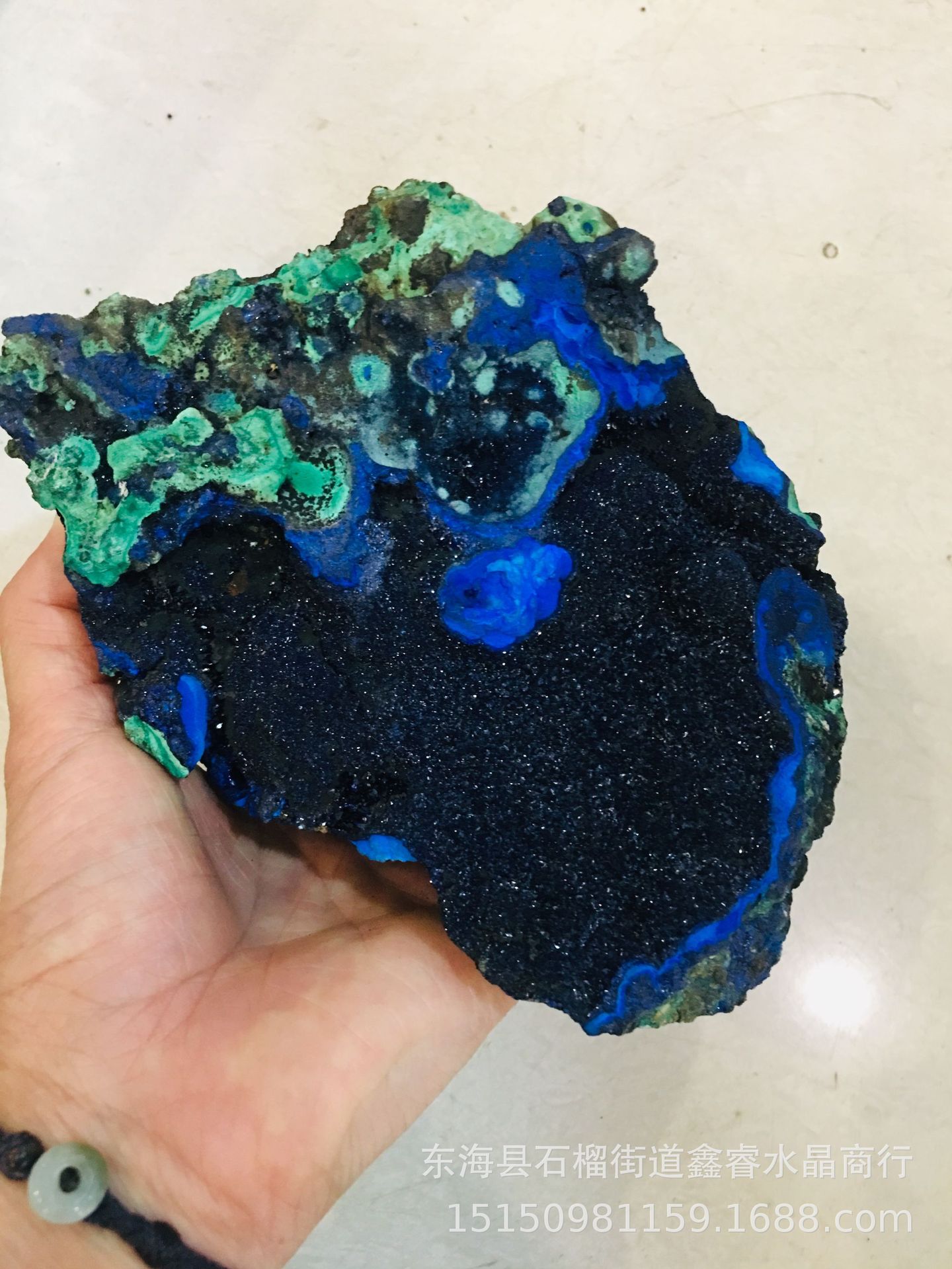 厂家批发蓝铜矿 孔雀石共生体 原石矿物晶体蓝铜矿孔雀石摆件