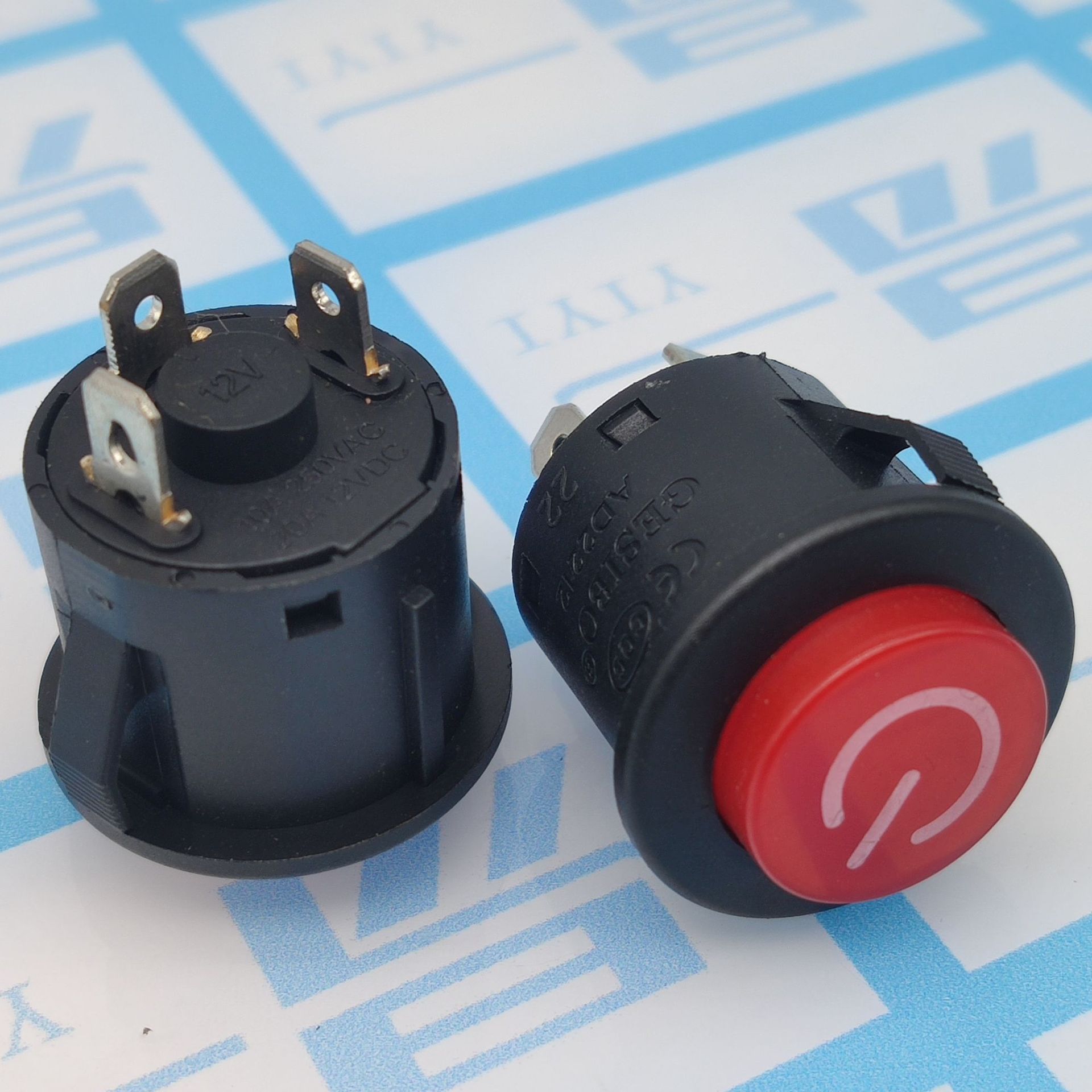 童车电源开关 22mm自锁开关 儿童电动车一键 点动启动开关