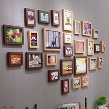 欧式实木照片墙 客厅背景相框墙企业文化墙相框创意组合27框规则