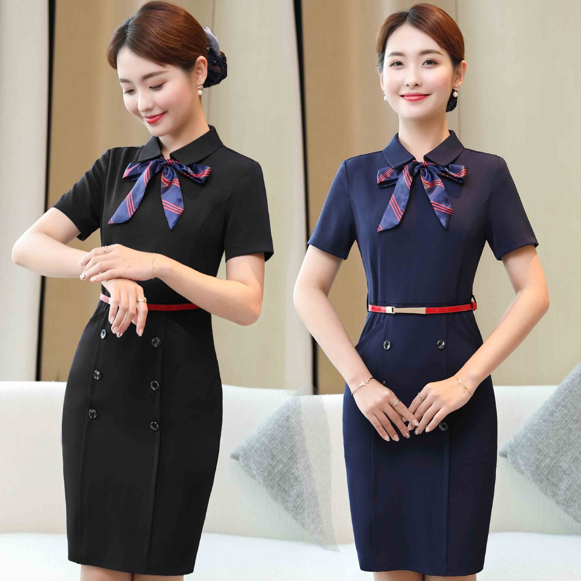 幼儿园老师服装开学季幼师连衣裙园服小学教师资格证面试工作服夏