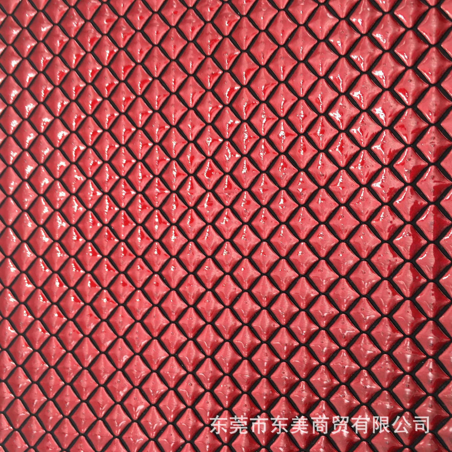 高品质pvc皮革 时尚简约石头纹人造革高光亮面皮革面料 菱形石头