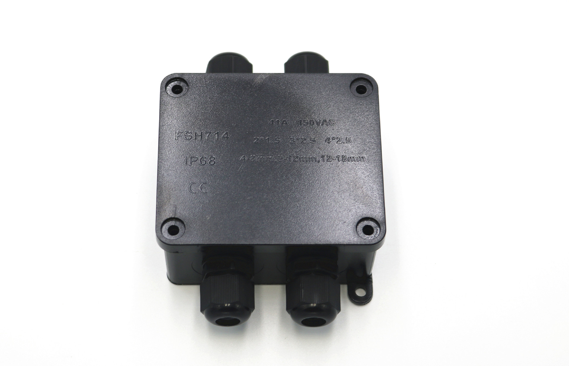 ip68防水接线盒二进二出黑色塑料分线盒led路灯地埋灯户外接线盒