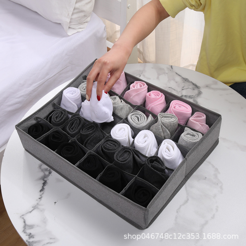 Storage Box Folding Container Storage Box Bottom Drawing Plate Design 30 Grid Panty Socks Storage