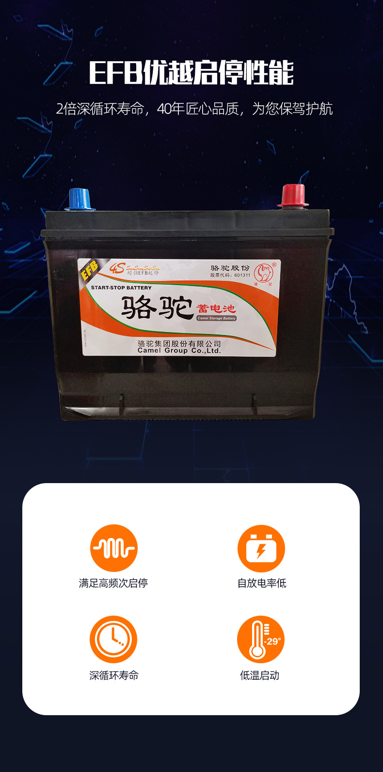 骆驼efb启停s95汽车电瓶骆驼蓄电池12v70ah汉兰达皇冠汽车电池