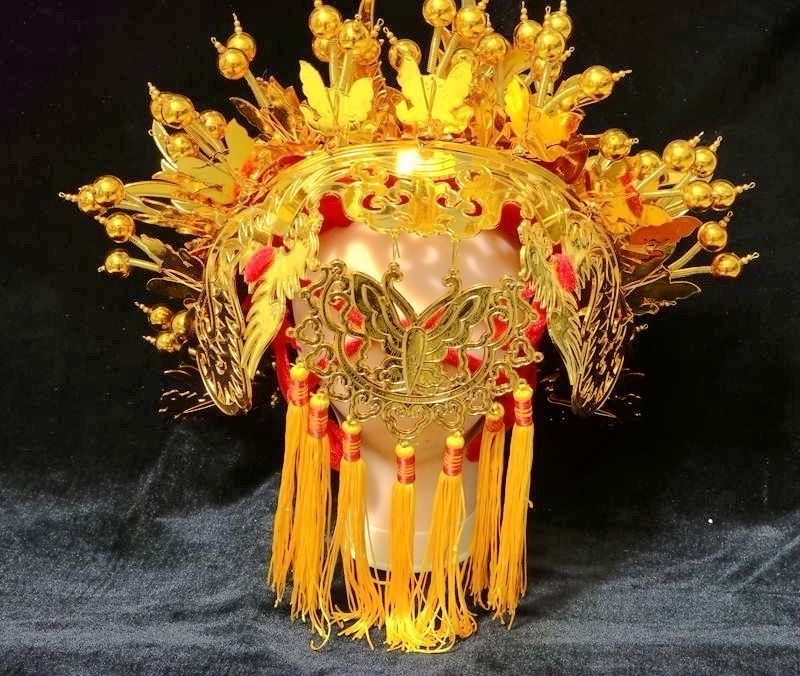 金色三凤冠 新娘头饰 国潮凤冠帽子 戏剧京剧头饰 娘娘皇后帽