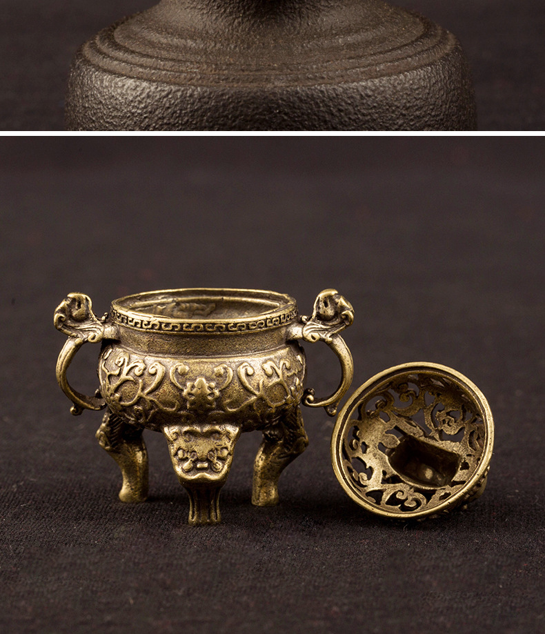 仿古黄铜香炉熏香炉供奉古玩铜雕鼎炉老铜件古董工艺品地摊爆款