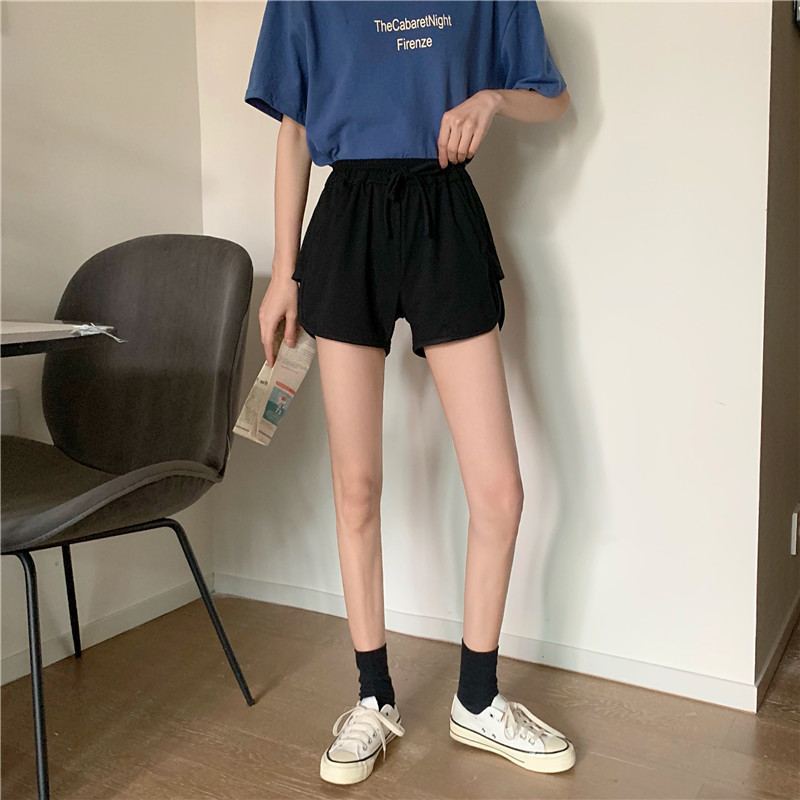 少女居家休闲显腿长纯色超短裤女高腰运动跑步热裤学生松紧腰裤子