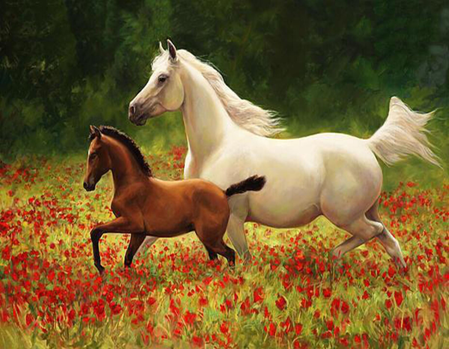 钻石画diy大小双马 2.8尖顶圆满钻十字绣 客厅装饰 新款图片定做