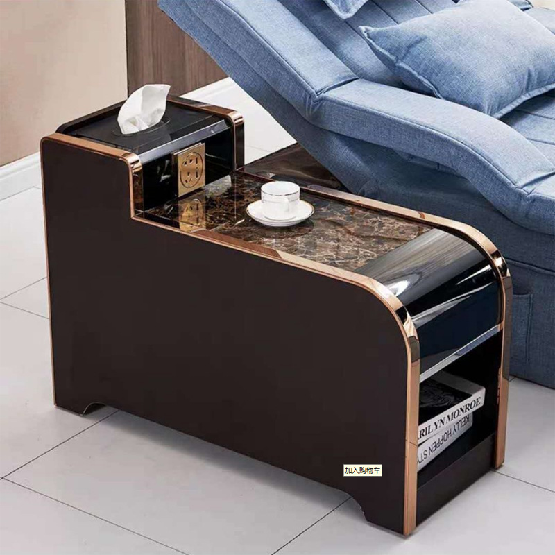 可定制 厂家大理石足浴茶几美容中间金属茶几沐足洗脚店大理石桌