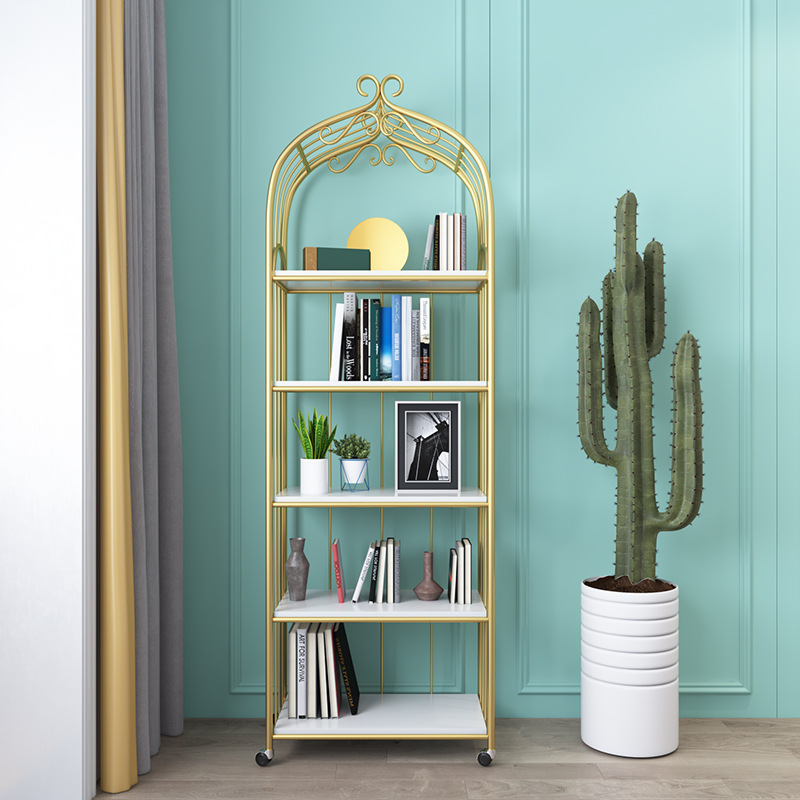 Nordic Golden Bird Cage Shelf Bookshelf Cosmetics Manicure Clothing Store Shoe Bag Multi-Layer Floor Display Stand